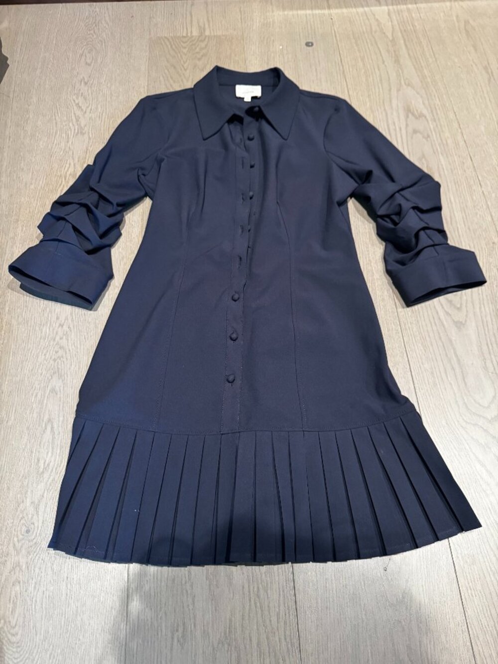 Cinq a Sept Navy Pleated Lucilla Dress